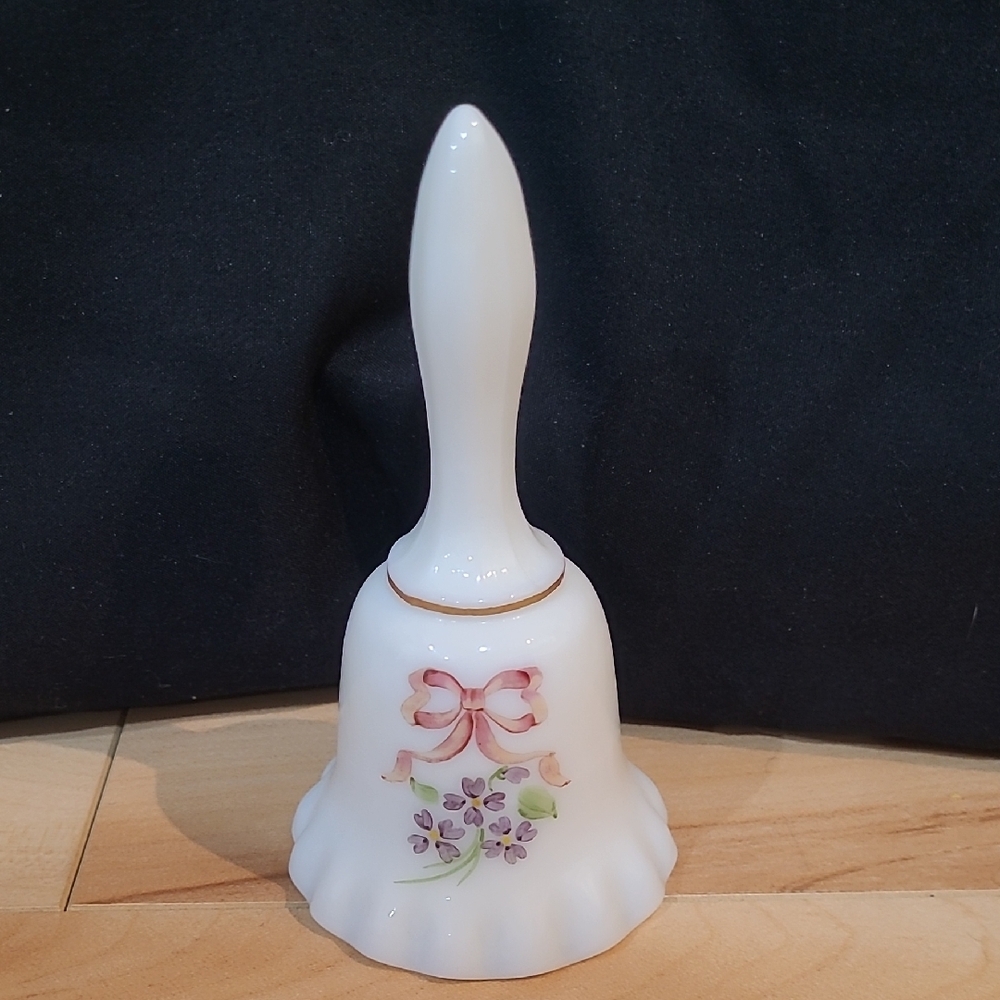 Westmoreland Glass Elegant White Decorative Bell with Floral Design